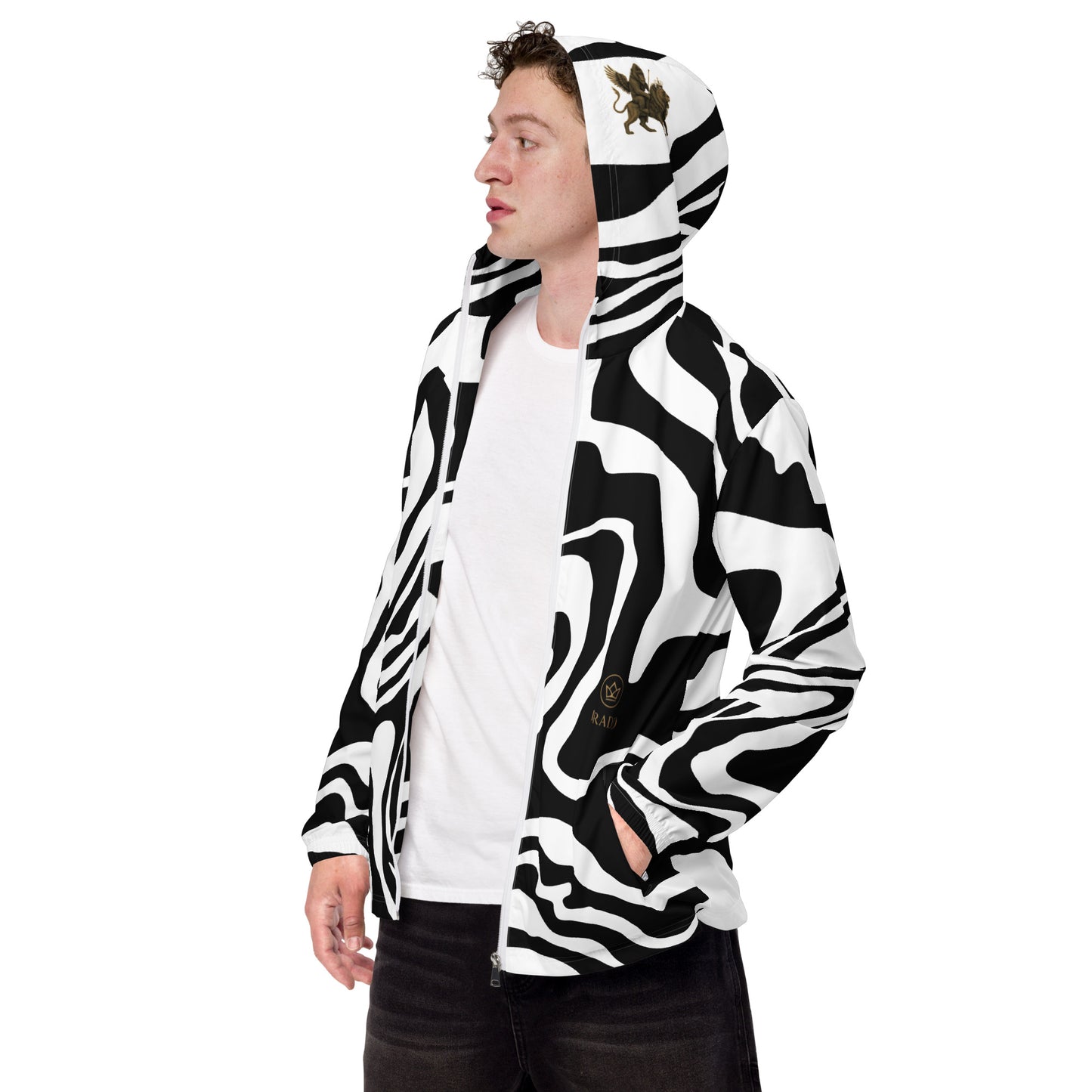 all over print black & white windbreaker by paradiso
