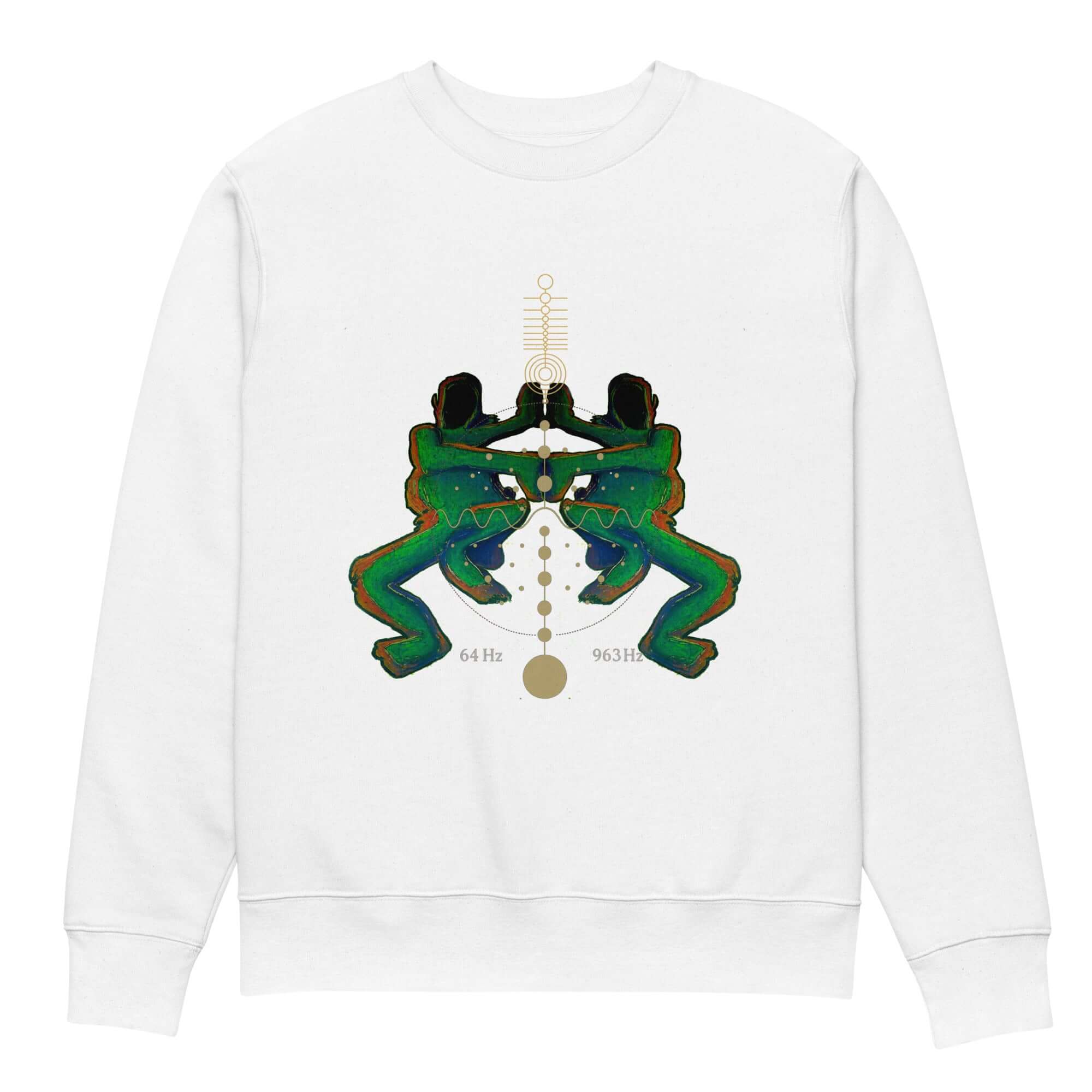 Hoodie unique spiritual artwork design ain soph multicolor white, green, black, gold and orange by paradiso OG