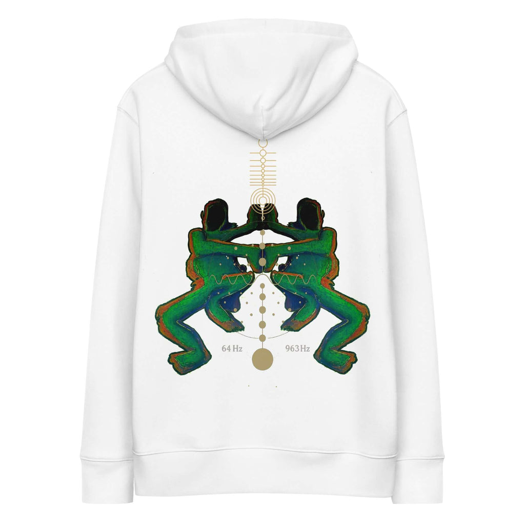 Hoodie white streetwear art design style multicolor green, orange, black and gold spiritualcreation by paradiso OG