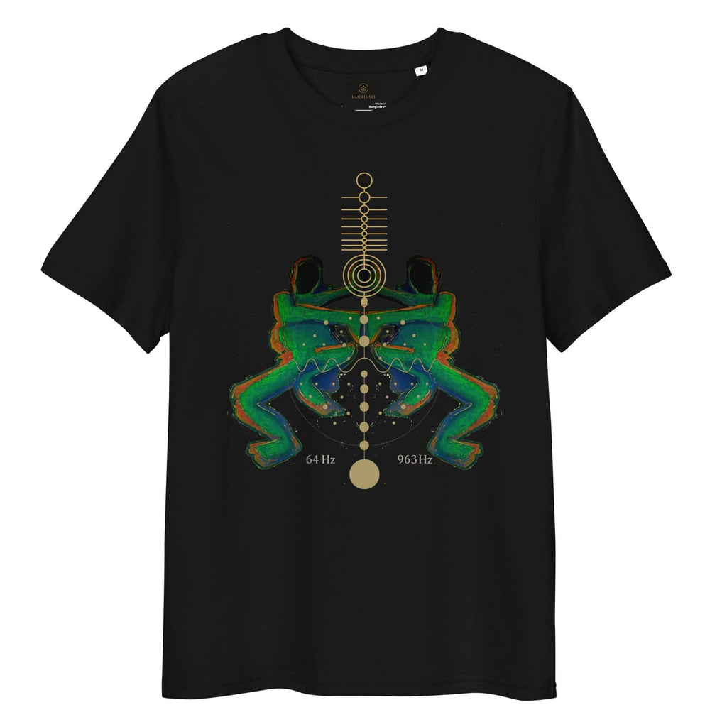 T-shirt black with multicolor art design print, ain soph green, gold, black and orange made by streetwear label paradiso OG