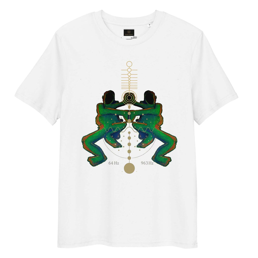 T-shirt white spiritual ain soph art design multicolor orange, green, gold and black made by urban streetwear fashion label paradiso OG