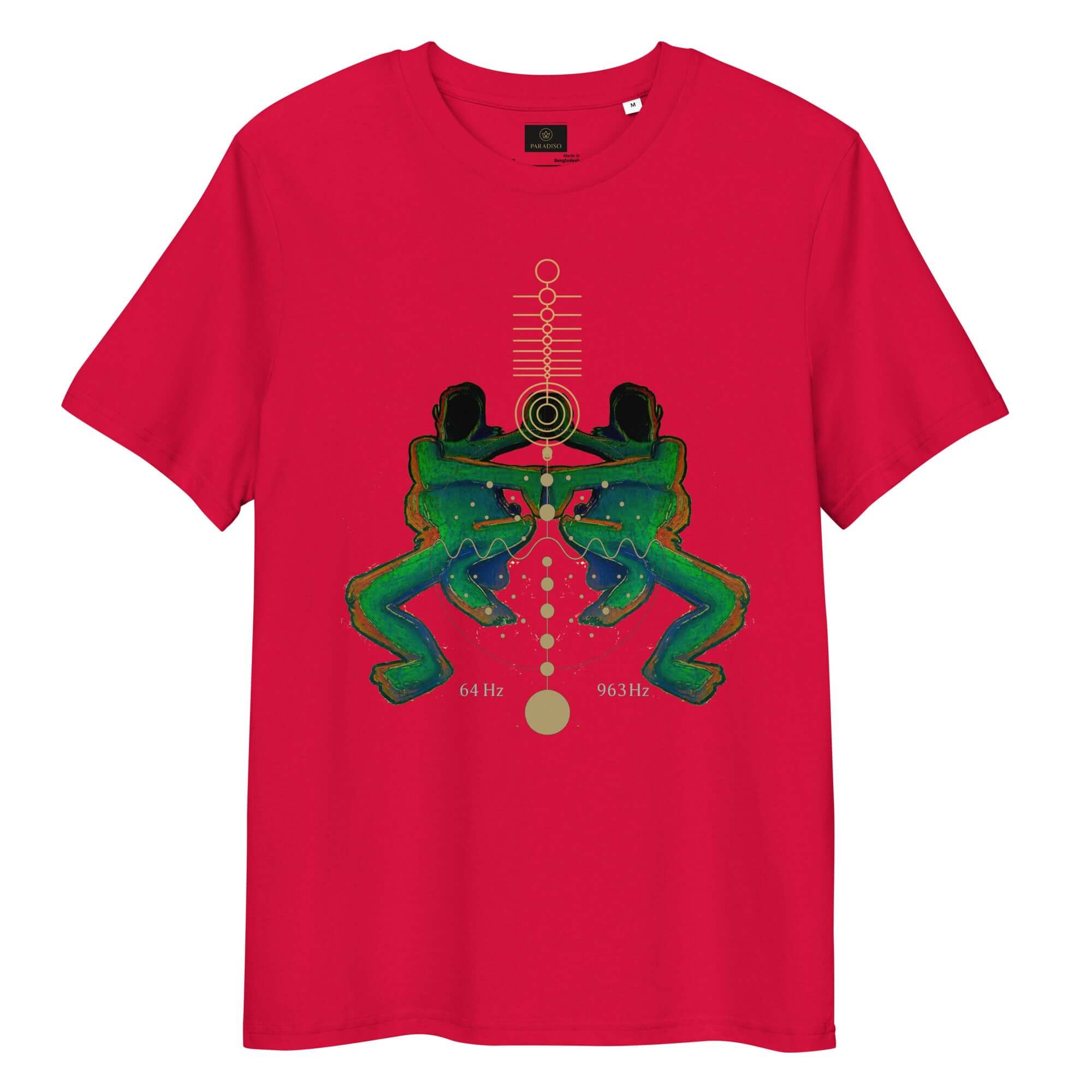 T-shirt art design print ain soph red, green, orange and gold by paradiso OG