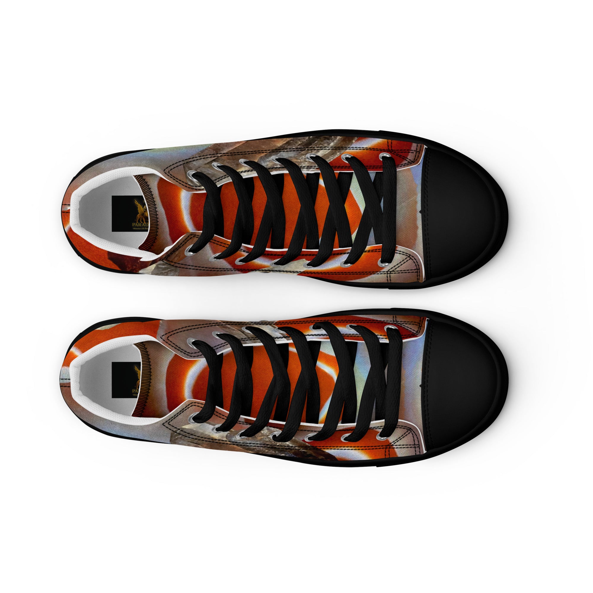 Sneaker Shoe high top canvas exclusive unique streetart style, all over printed red agate crystal art-design made by paradiso og label