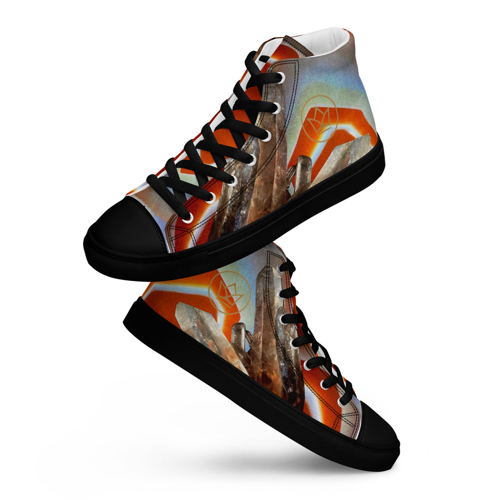 Sneaker Shoe high top canvas exclusive unique streetart style, all over printed red agate crystal art-design made by paradiso og streetwear label