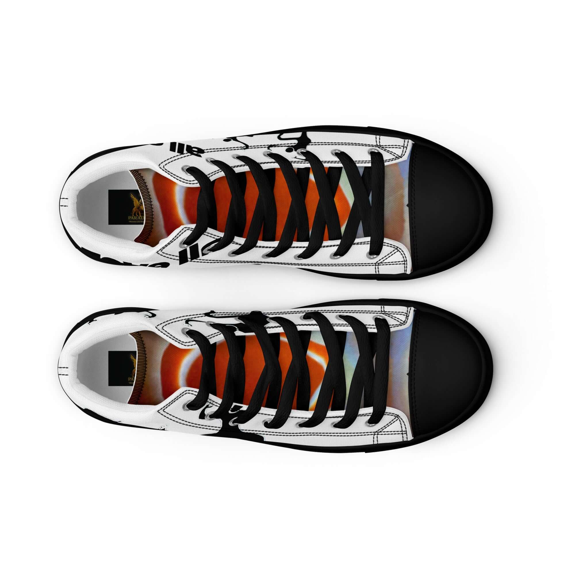 
sneaker high top black for men, design print, red agate crystal, streetwear art design by paradiso og