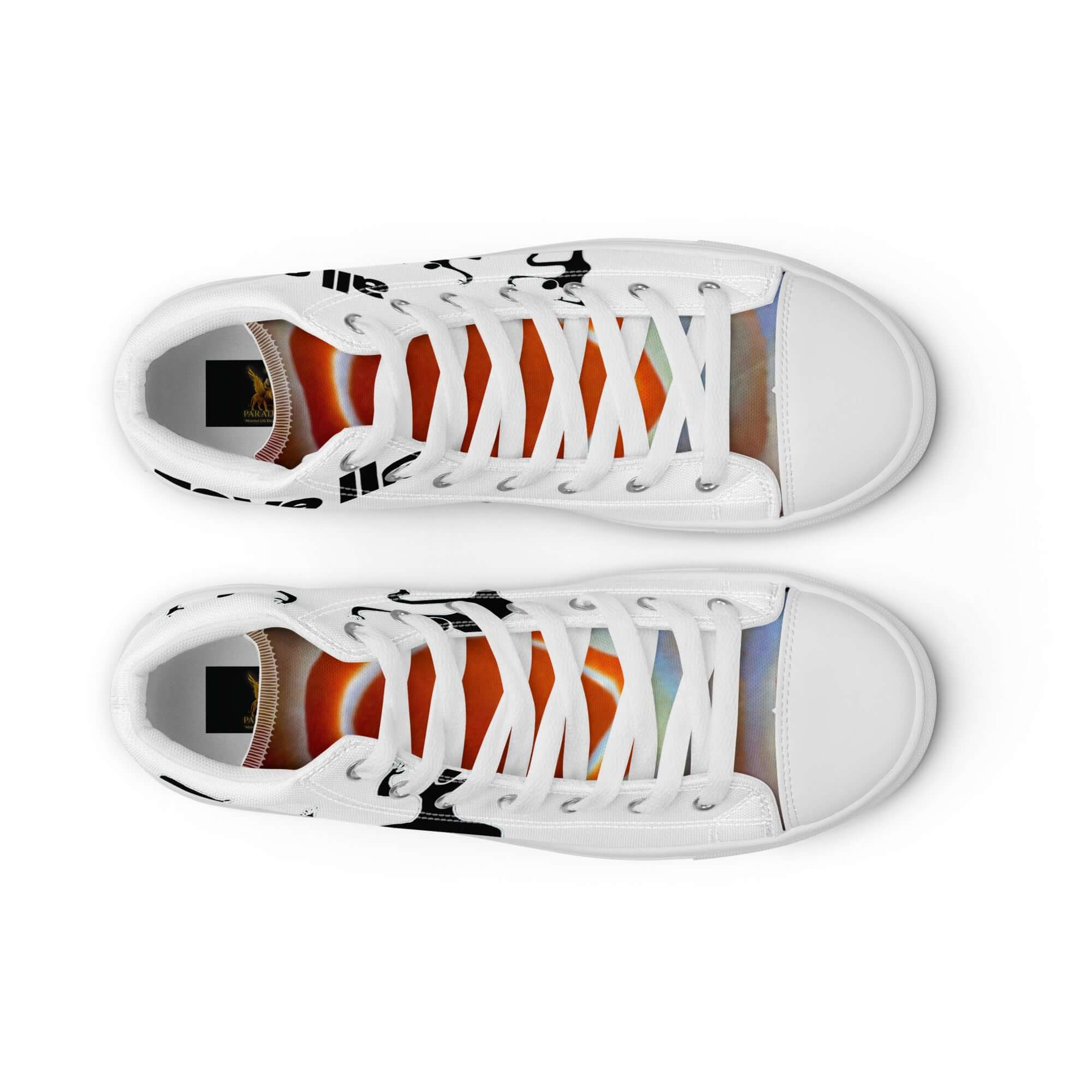 
sneaker high top white for men, design print, red agate crystal, streetwear art design by paradiso og