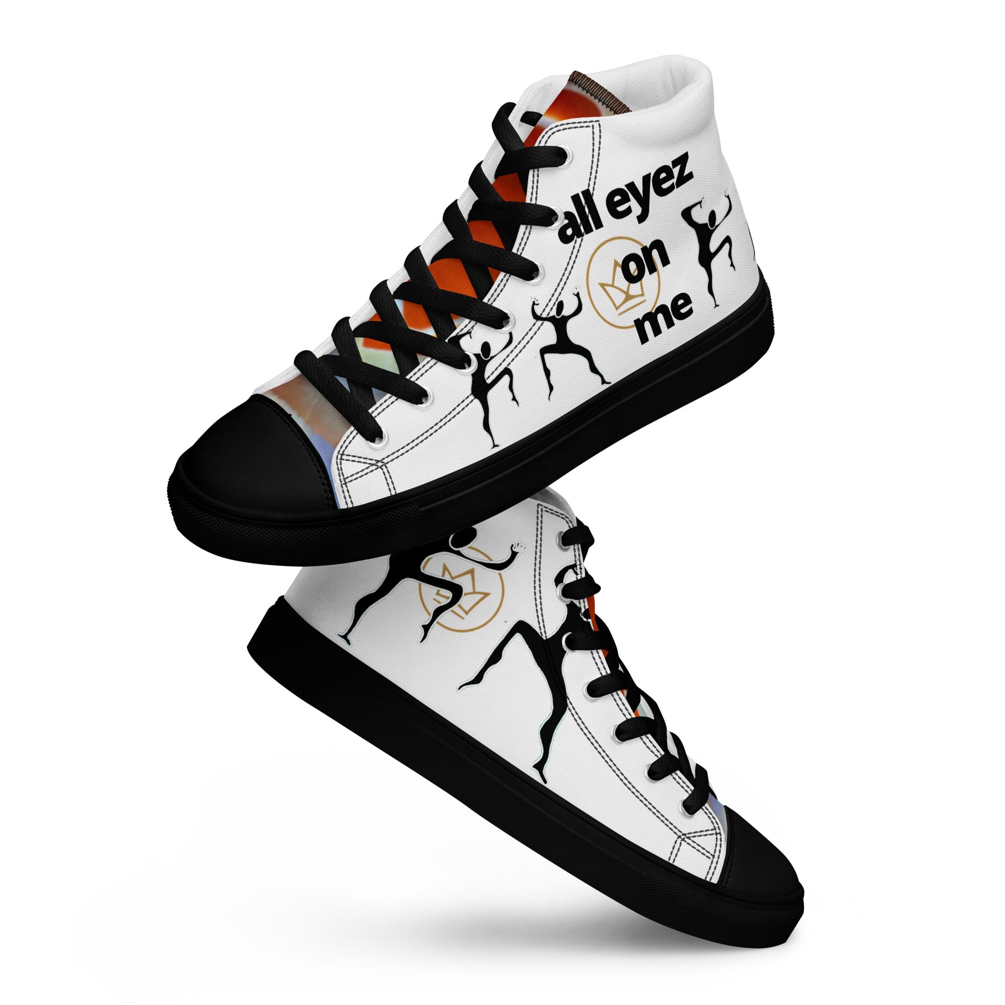 sneaker men high top canvas black all eyez on me, red agate crystal, art design by Paradiso OG