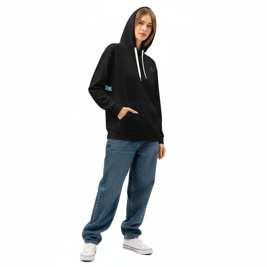 Hoodie black, exclusive gold logo art print, on the chest, unisex cotton, design by Paradiso OG