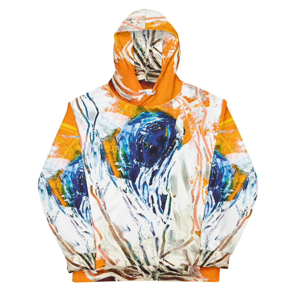Hoodie exclusive colorful with art expression uprise all over art print, unisex cotton, design by Paradiso OG
