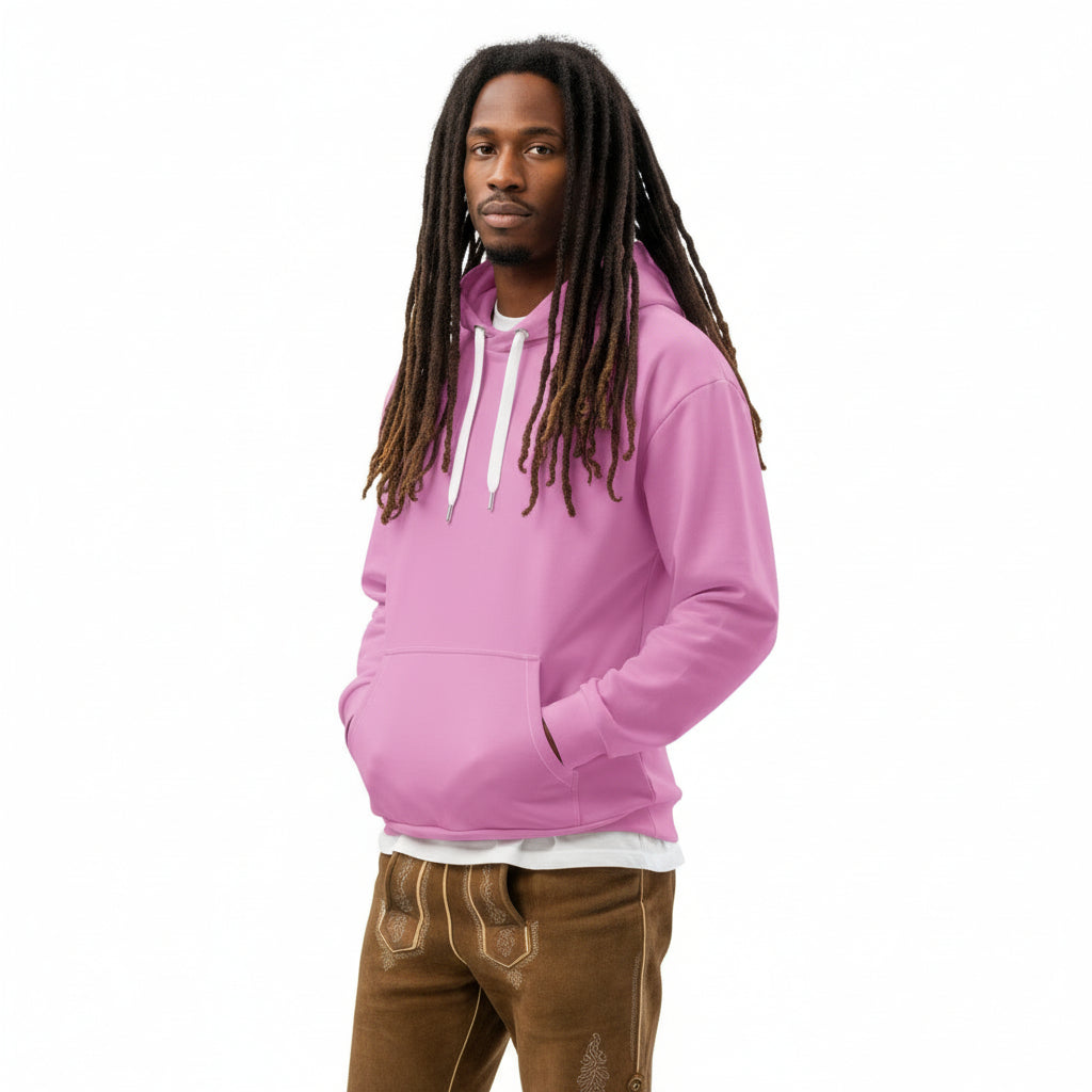 Hoodie in special pink, on the chest gold logo, unisex cotton, design by Paradiso OG