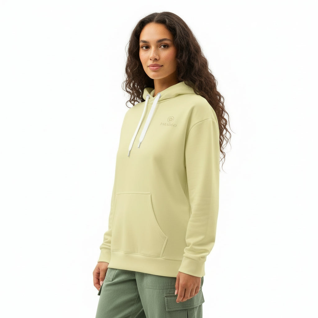 Hoodie in special yellow on the chest gold Paradiso Logo unisex cotton design by Paradiso OG