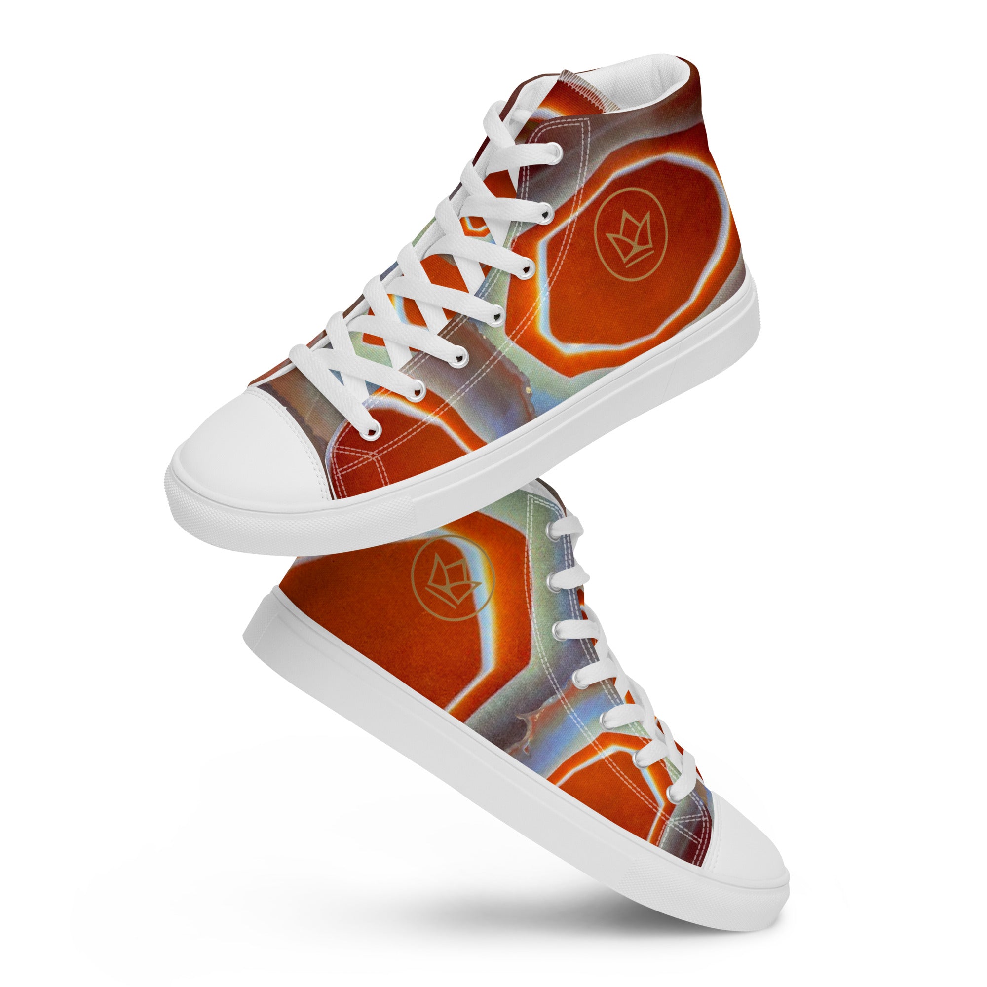 Sneaker women Shoe high top canvas, exclusive unique style, all over printed red agate crystal art-design made by paradiso og urban streetwear label
