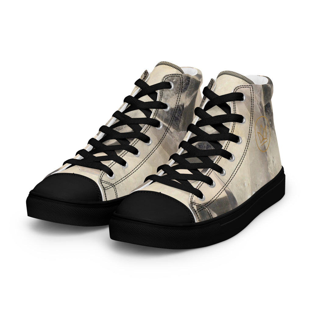 women Sneaker Shoe high top canvas exclusive unique style, all over printed quartz crystal art-design made by paradiso og urban streetwear label