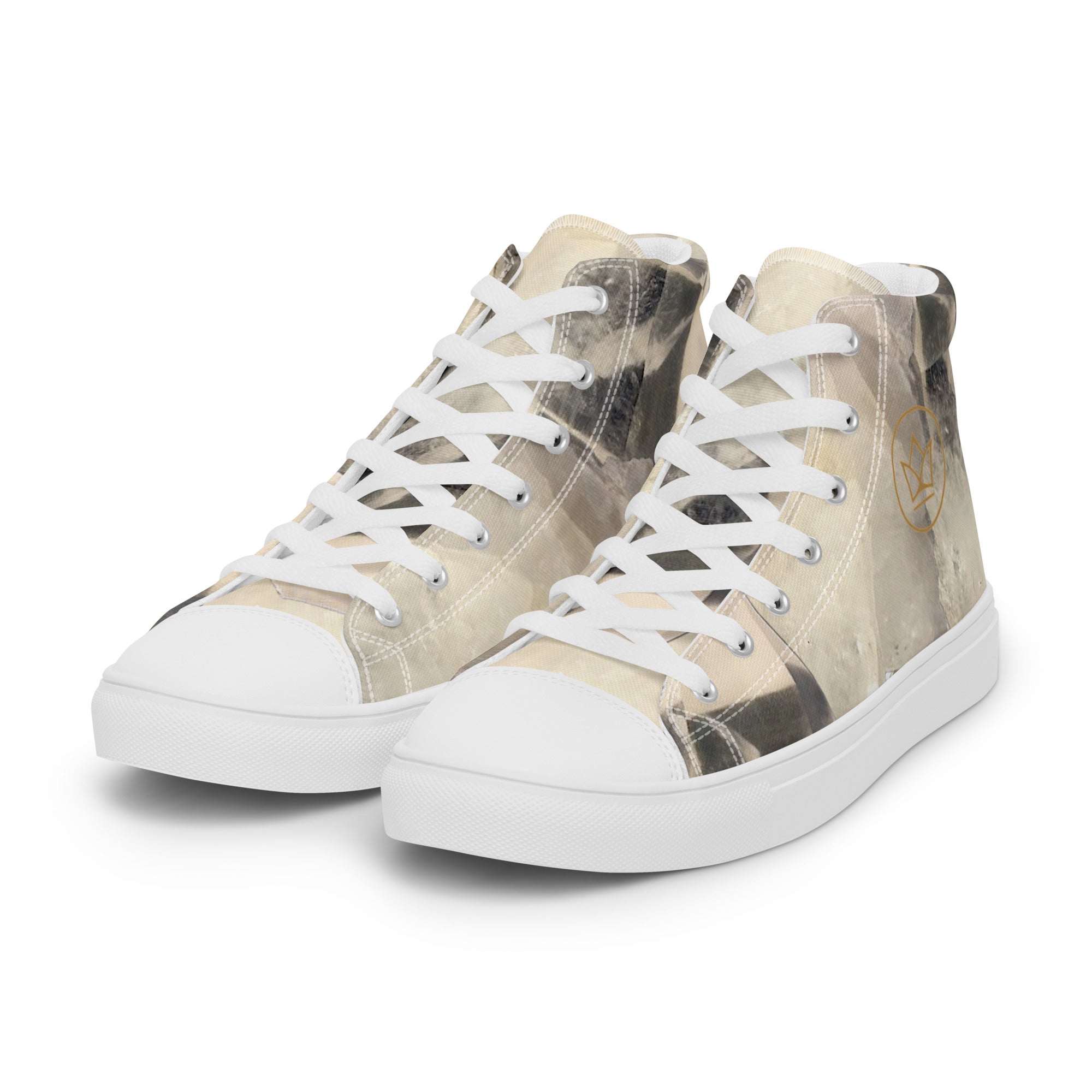 women Sneaker Shoe high top canvas exclusive unique style, all over printed quartz crystal art-design made by paradiso og urban streetwear label